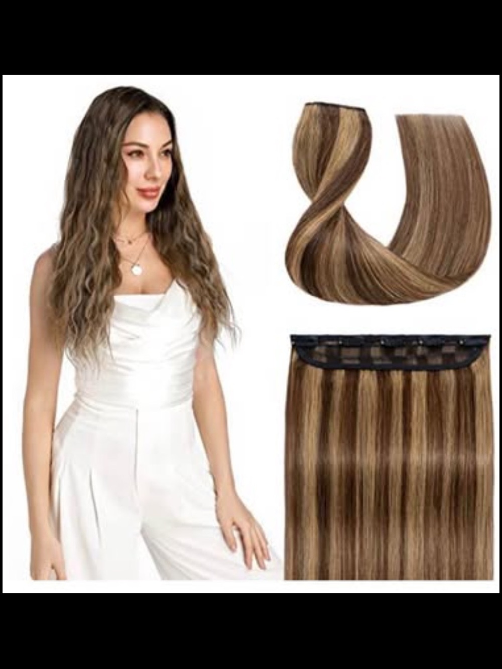 Clip in 20” HUMAN HAIR extensions brown to dark blonde- NEW